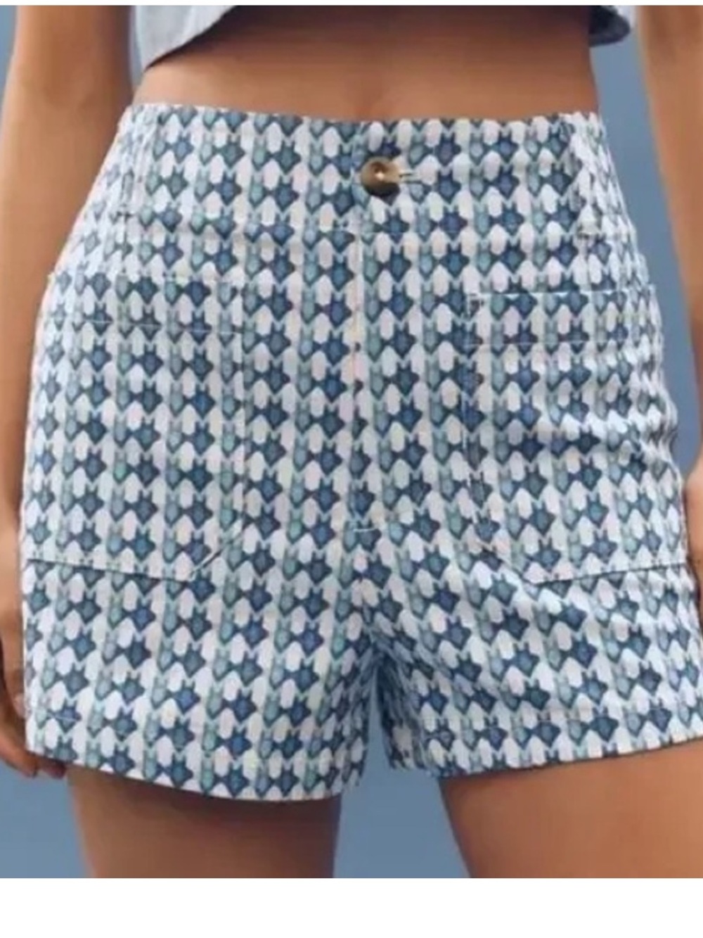 Anthropologie Maeve Colette Geometric Print Shorts Nautical Indy Coastal Beach